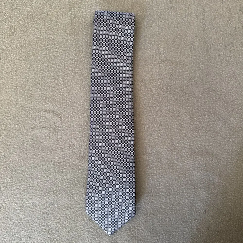 Nautica 100% Silk Necktie Tie Blue Squares Geometric New with Tag Gift